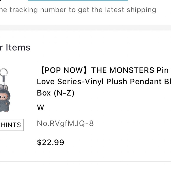 Labubu Pin for Love - Letter W (Grey) - Picture 3 of 9